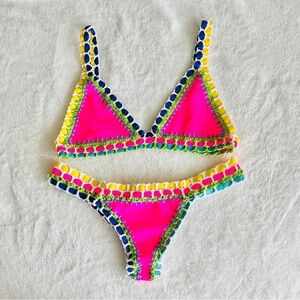 NEON CROCHET TRIM BIKINI KIINI BRAZILIAN THONG CHEEKY AGUA BENDITA VIX MONTCE LF